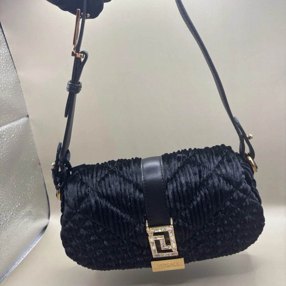 Versace Bag Greca Goddess ShoulderMini Black Crystal Size Small $1.850Authentic